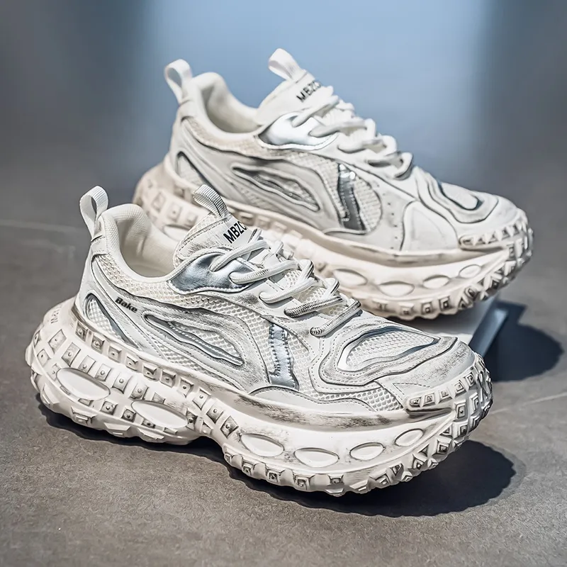 BAKE Shock Absorbers With Slip Resistant And Abrasion Resistant Properties Low Top Chunky Sneakers Men's-1