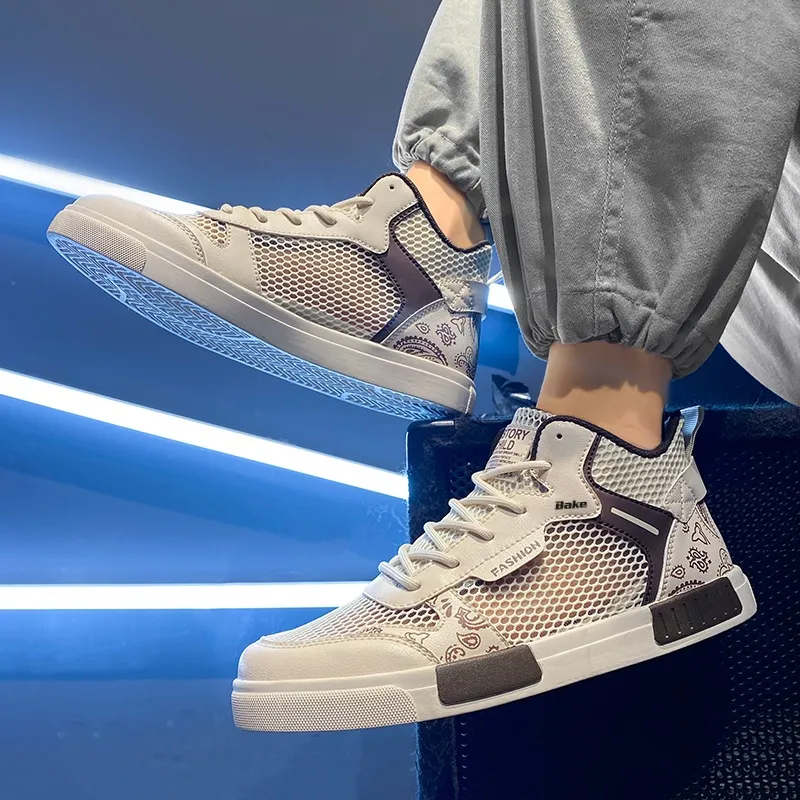 BAKE Abrasion Resistant, Lightweight, And Breathable High Top Skateboard Shoes Men's-3