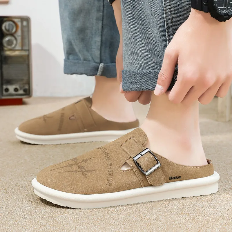 BAKE Rubber Sole Quiet, Odor Resistant, Abrasion Resistant Closed Toe Slippers Men's-4