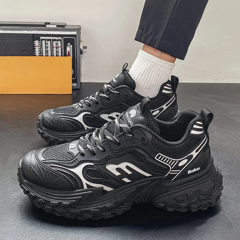 BAKE Shock Absorbers With Slip Resistant And Abrasion Resistant Properties Low Top Chunky Sneakers Men's-1