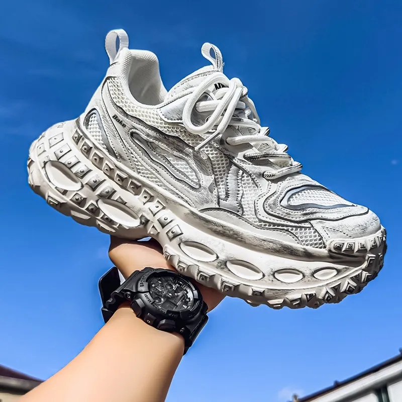 BAKE Shock Absorbers With Slip Resistant And Abrasion Resistant Properties Low Top Chunky Sneakers Men's-2