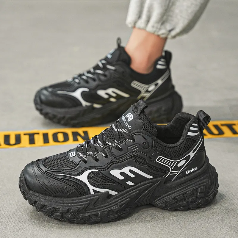 BAKE Shock Absorbers With Slip Resistant And Abrasion Resistant Properties Low Top Chunky Sneakers Men's-2