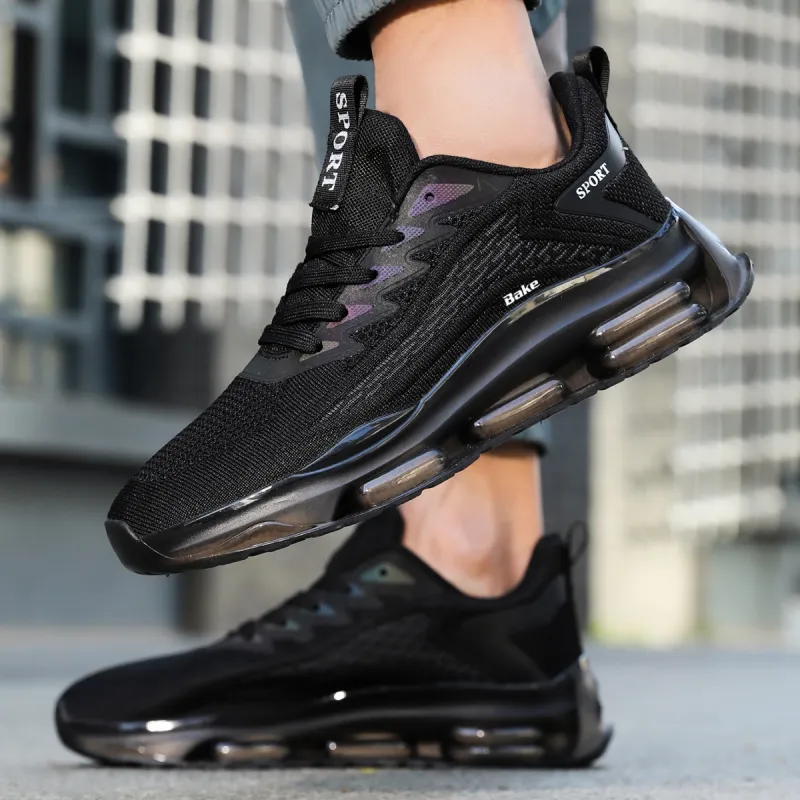 BAKE Shock Absorbers Slip Resistant Breathable Low Top Casual Shoes Men's Black-5
