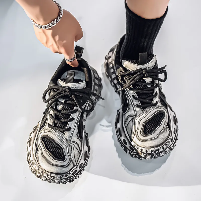 BAKE Shock Absorbers With Slip Resistant And Abrasion Resistant Properties Low Top Chunky Sneakers Men's-10