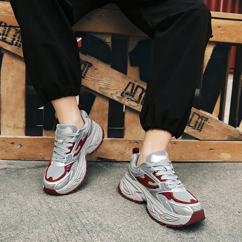 BAKE Slip Resistant And Breathable Low Top Chunky Sneakers Men's-2