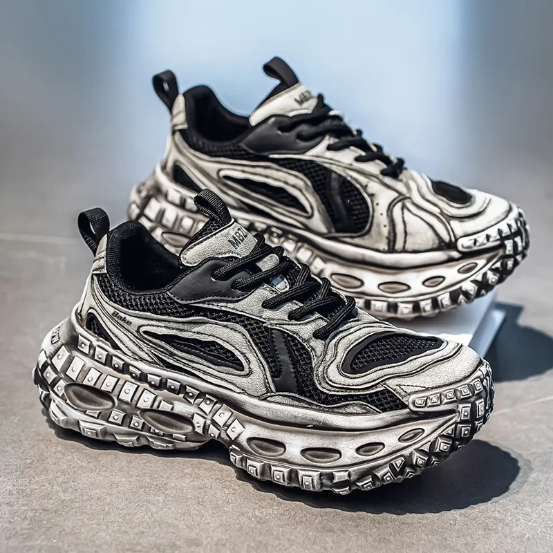 BAKE Shock Absorbers With Slip Resistant And Abrasion Resistant Properties Low Top Chunky Sneakers Men's-8