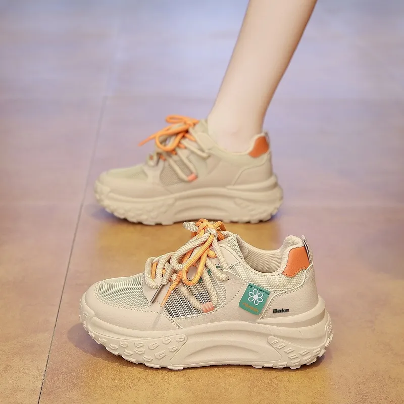 BAKE Abrasion Resistant, Breathable, Lightweight Low Top Chunky Sneakers Women's-1