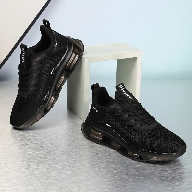 BAKE Shock Absorbers Slip Resistant Breathable Low Top Casual Shoes Men's Black-3