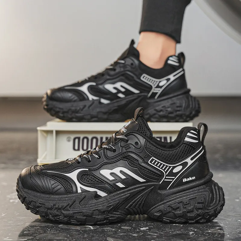 BAKE Shock Absorbers With Slip Resistant And Abrasion Resistant Properties Low Top Chunky Sneakers Men's-3