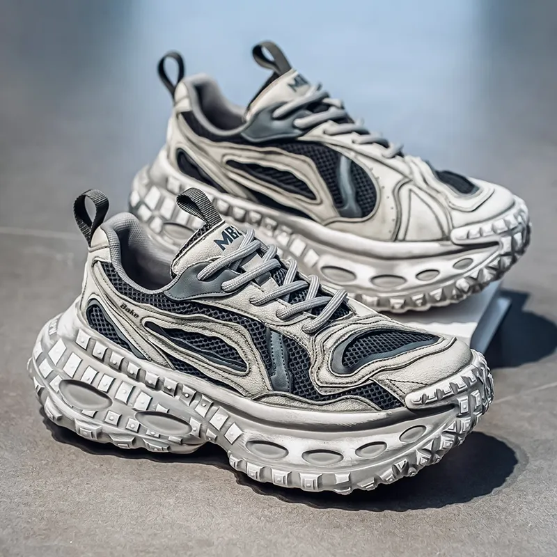 BAKE Shock Absorbers With Slip Resistant And Abrasion Resistant Properties Low Top Chunky Sneakers Men's-5