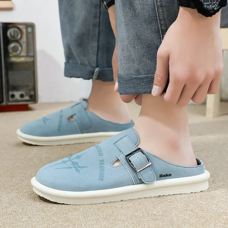 BAKE Rubber Sole Quiet, Odor Resistant, Abrasion Resistant Closed Toe Slippers Men's-9