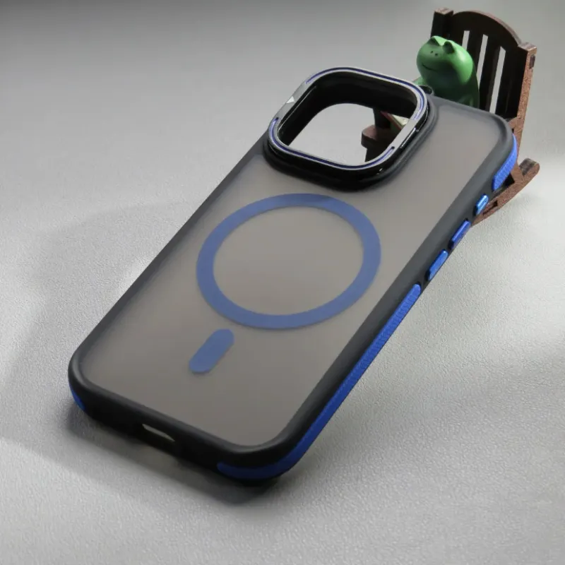 Nkino PC Material Magnetic Two Tone Lens Stand Skin Phone Case Compatible With IPhone 16/15/14/13/Pro/Pro Max-8