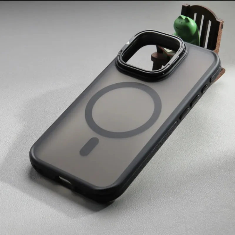 Nkino PC Material Magnetic Two Tone Lens Stand Skin Phone Case Compatible With IPhone 16/15/14/13/Pro/Pro Max-11