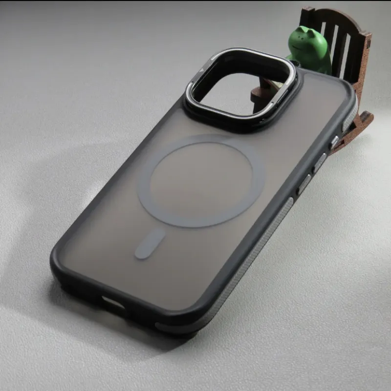 Nkino PC Material Magnetic Two Tone Lens Stand Skin Phone Case Compatible With IPhone 16/15/14/13/Pro/Pro Max-5