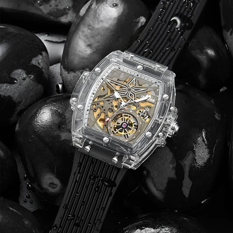 LIBER AEDON Mechanical Movement Cut Out Dial Men's Watches-6