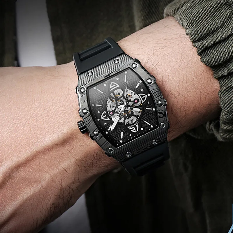 LIBER AEDON Automatic Mechanical Movement Black Dial Men's Watches-3