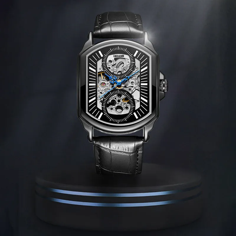 LIBER AEDON Wrist Watch Mechanical Movement Cut Out Dial Men's Watches-8