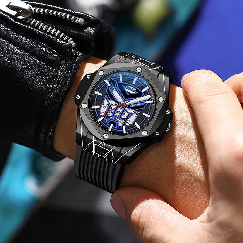 LIBER AEDON Wrist Watch Mechanical Movement Black Dial Men's Watches-9