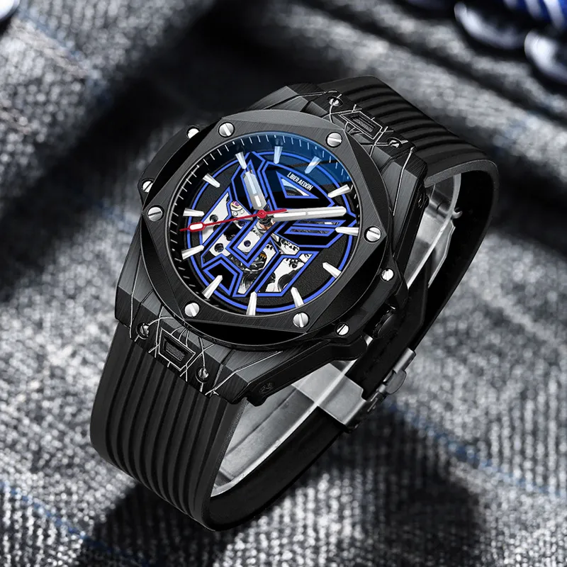 LIBER AEDON Wrist Watch Mechanical Movement Black Dial Men's Watches-8