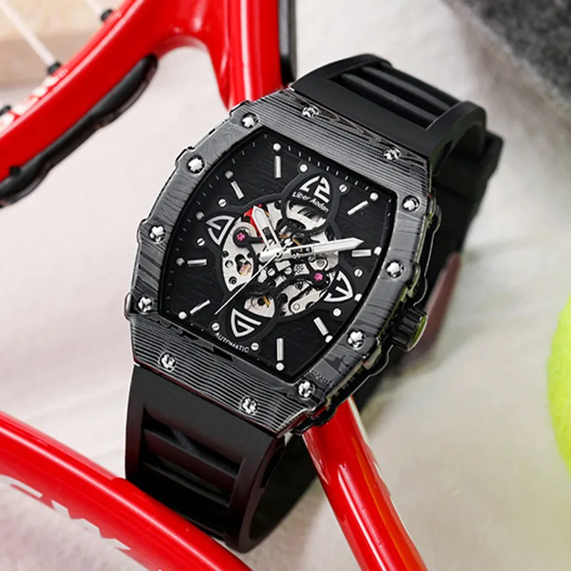 LIBER AEDON Automatic Mechanical Movement Black Dial Men's Watches-2