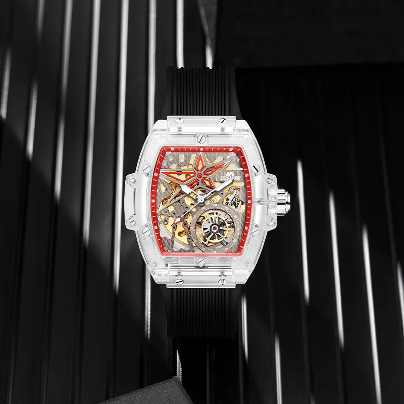 LIBER AEDON Mechanical Movement Cut Out Dial Men's Watches-10