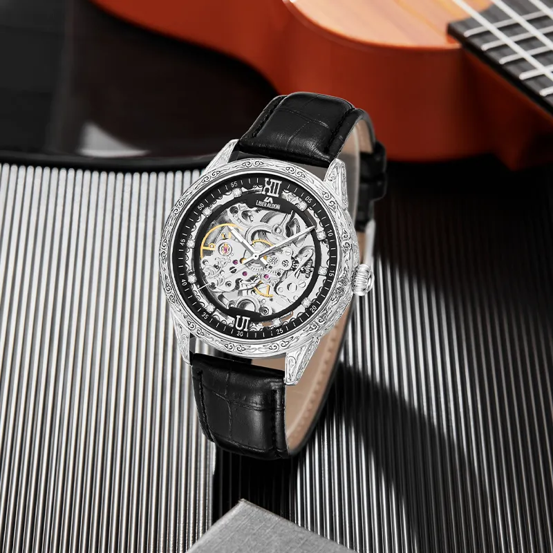 LIBER AEDON Wrist Watch Mechanical Movement Cut Out Dial Men's Watches-6