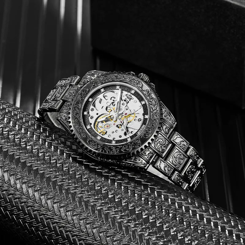 LIBER AEDON Mechanical Movement Cut Out Dial Men's Watches-17