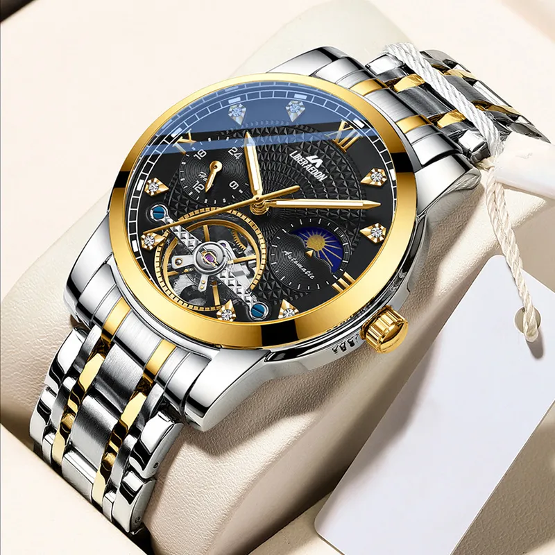 LIBER AEDON Mechanical Movement Stainless Steel Strap Silver Dial Men's Watches-21