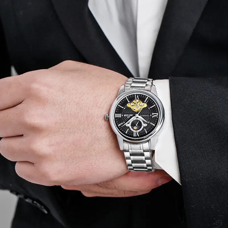 LIBER AEDON Automatic Mechanical Movement Silver Dial Men's Watches Brand Classic Box-14