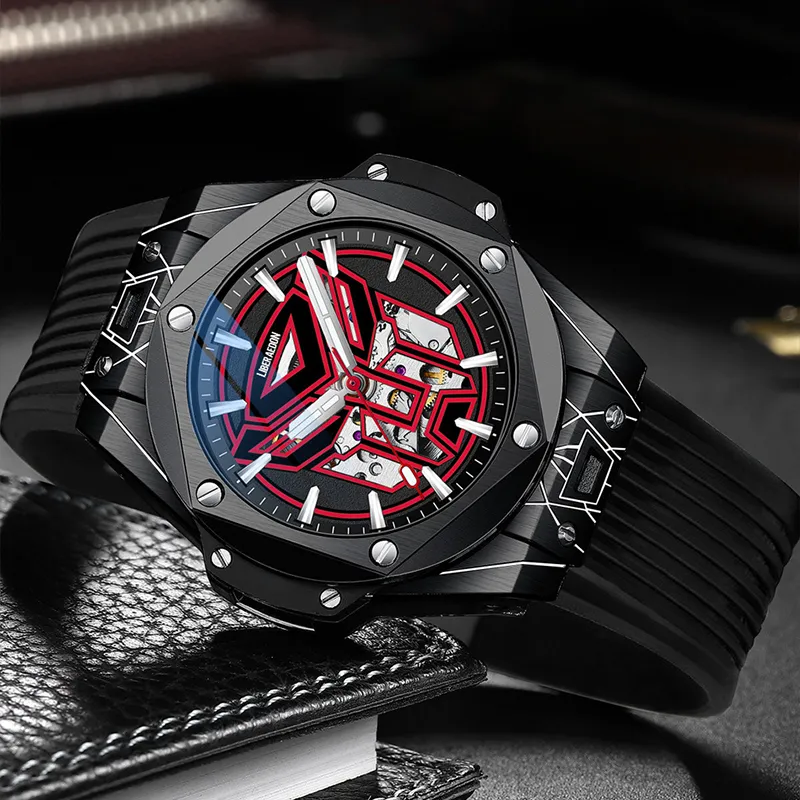 LIBER AEDON Wrist Watch Mechanical Movement Black Dial Men's Watches-4