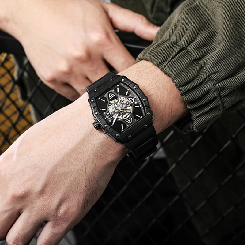 LIBER AEDON Automatic Mechanical Movement Black Dial Men's Watches-7