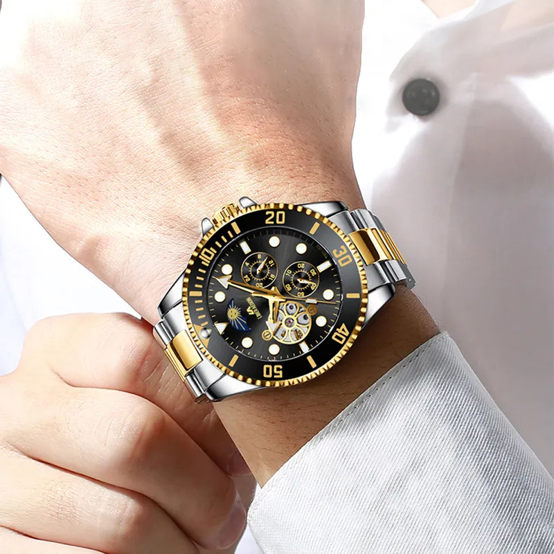 LIBER AEDON Automatic Mechanical Movement White Dial Men's Watches-8
