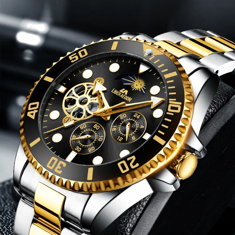 LIBER AEDON Automatic Mechanical Movement White Dial Men's Watches-9