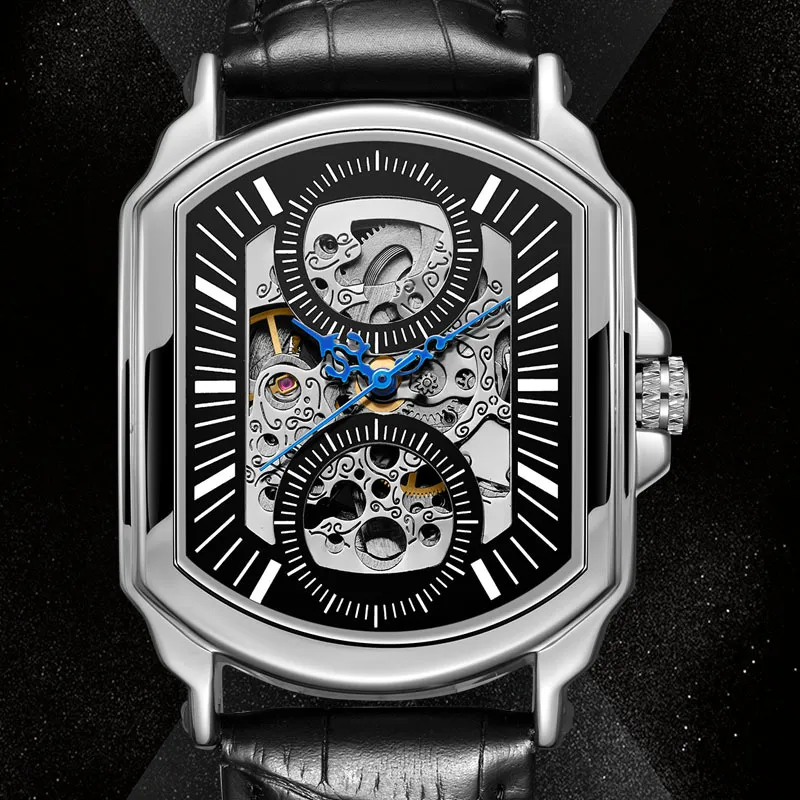 LIBER AEDON Wrist Watch Mechanical Movement Cut Out Dial Men's Watches-4
