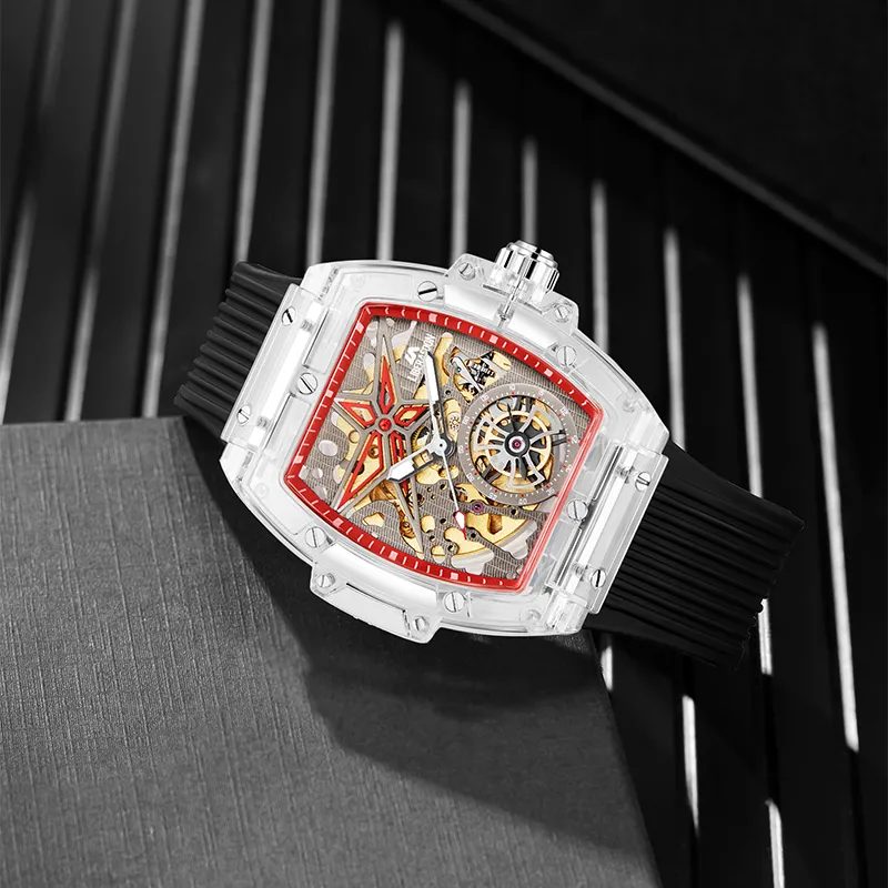 LIBER AEDON Mechanical Movement Cut Out Dial Men's Watches-11