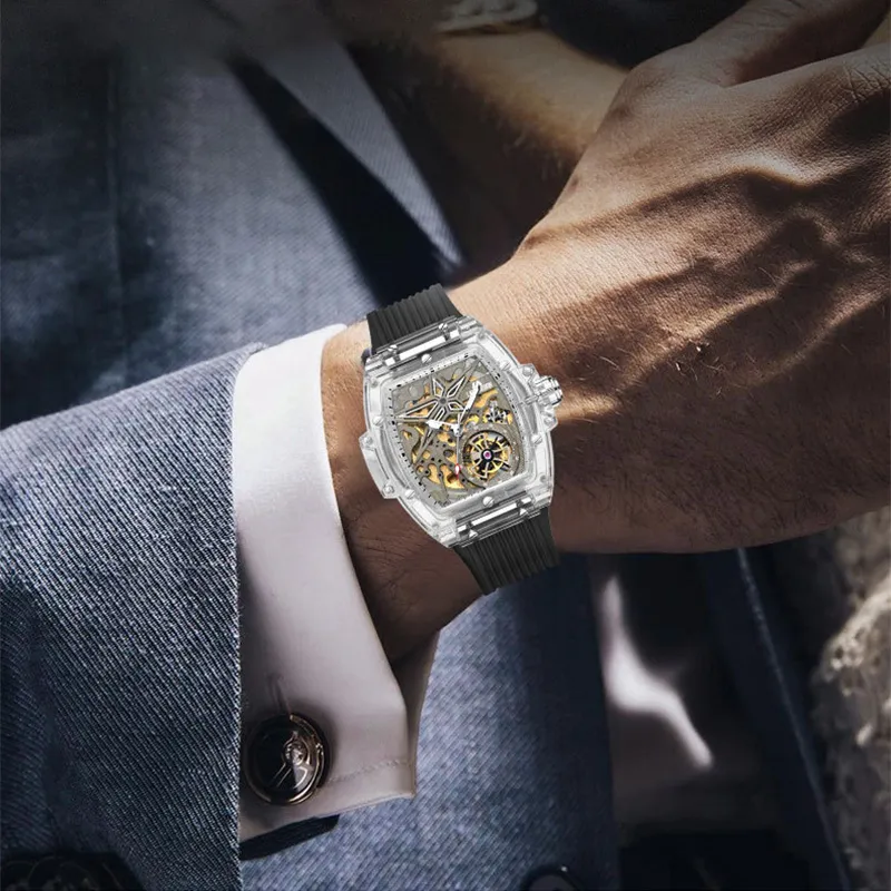 LIBER AEDON Mechanical Movement Cut Out Dial Men's Watches-5