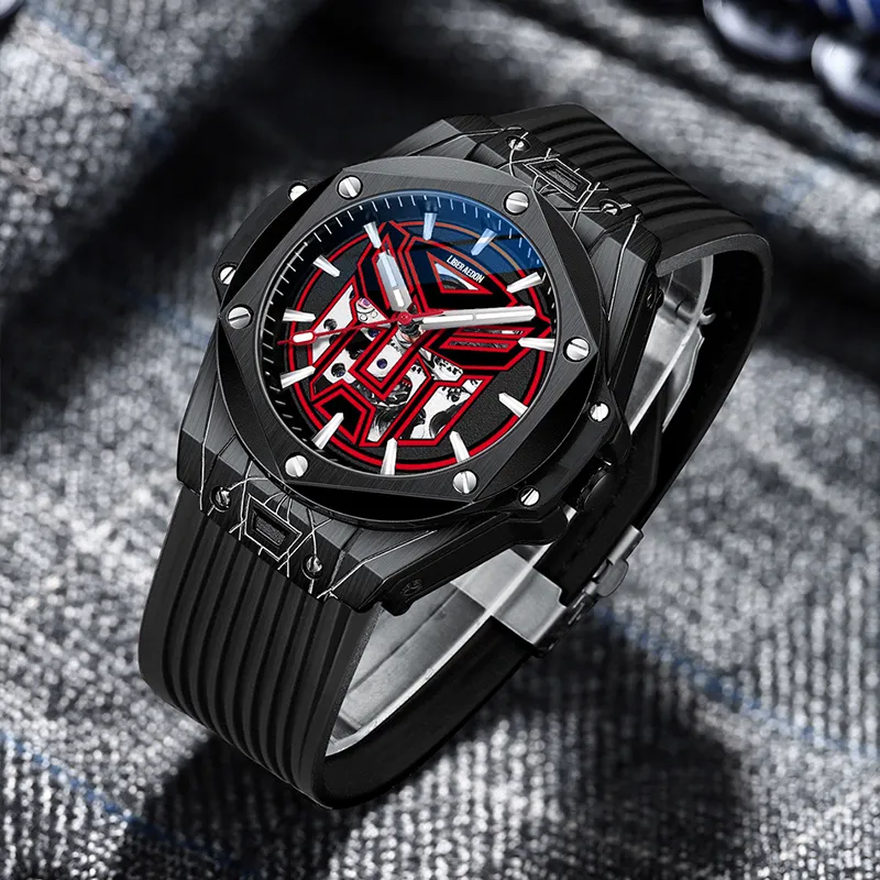 LIBER AEDON Wrist Watch Mechanical Movement Black Dial Men's Watches-2