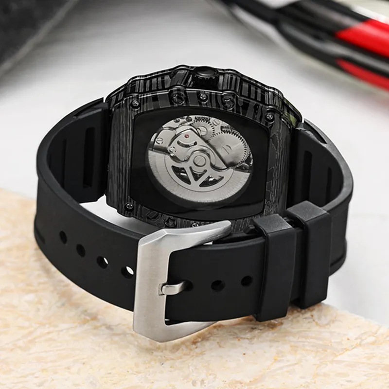 LIBER AEDON Automatic Mechanical Movement Black Dial Men's Watches-4