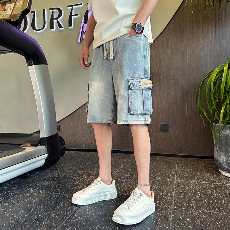 YOFVV Cargo Shorts Unisex Light Blue-2