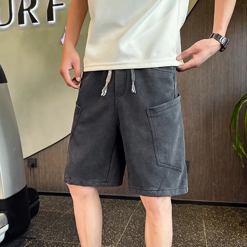 YOFVV Denim Shorts Unisex Black Gray-2