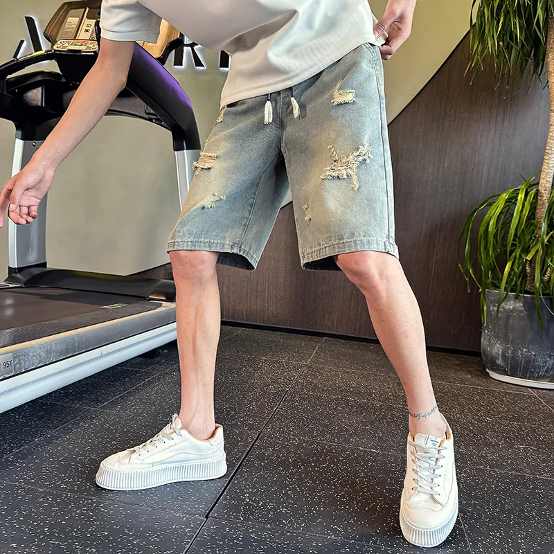 YOFVV Denim Shorts Unisex Light Yellow-6