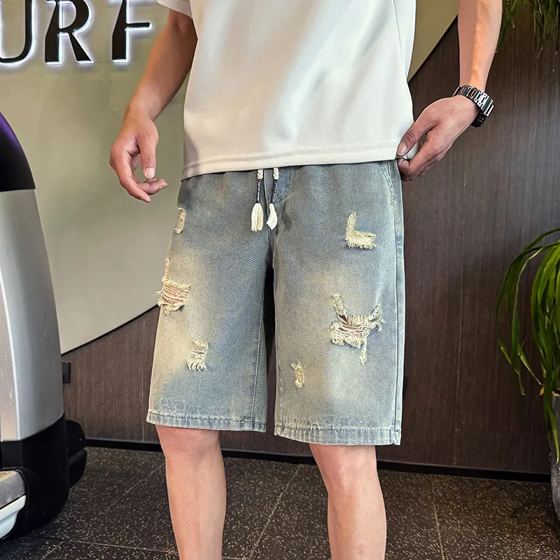 YOFVV Denim Shorts Unisex Light Yellow-4