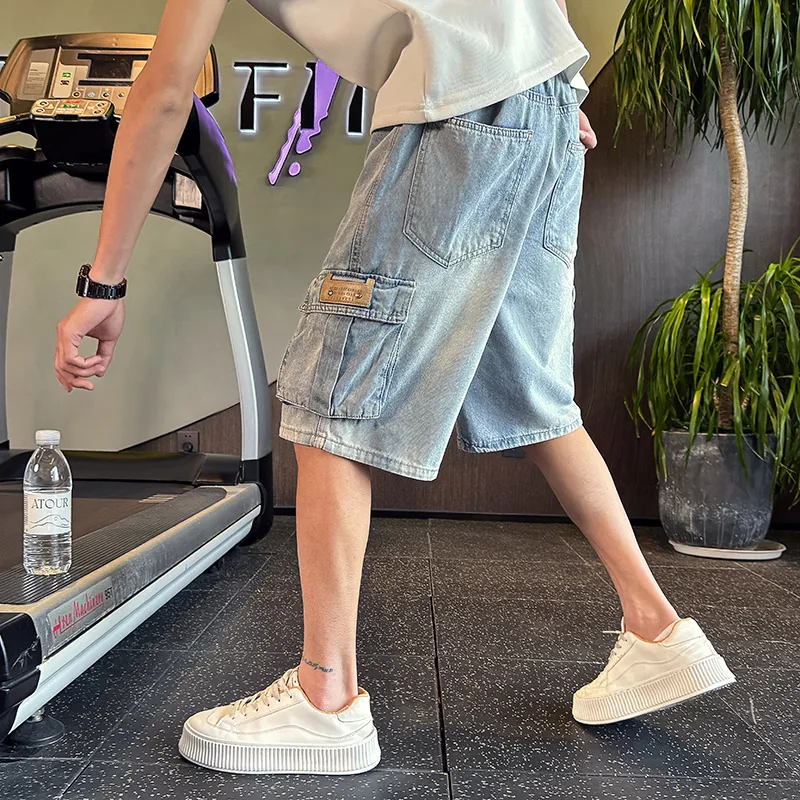 YOFVV Cargo Shorts Unisex Light Blue-4