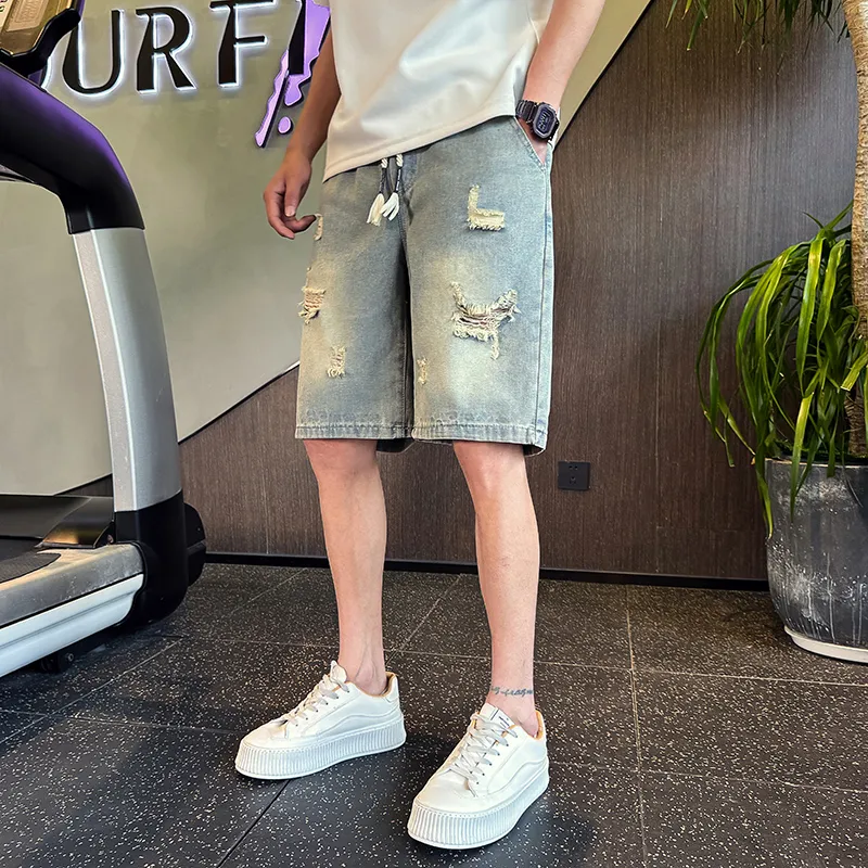 YOFVV Denim Shorts Unisex Light Yellow-3