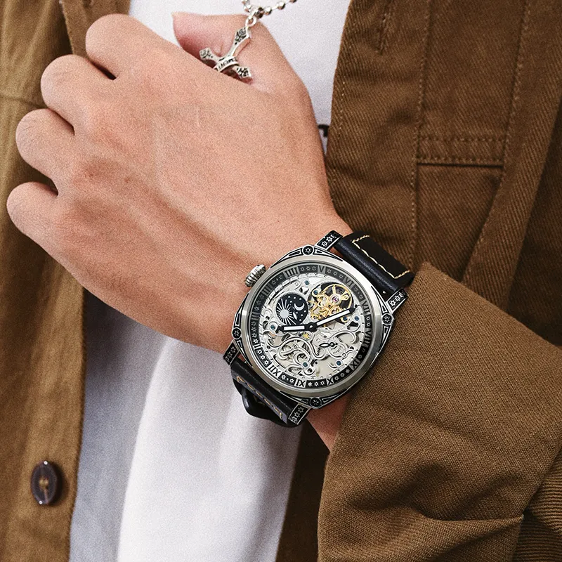 VRQ 1 Watch Automatic Mechanical Movement Watch Men's Watches Cut-Out Dial-7