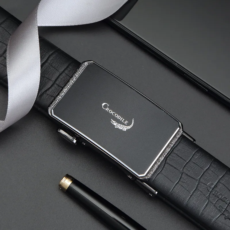 Crocodile Automatic Buckle Cow Leather Leather Belts Men's 3.5CM-6