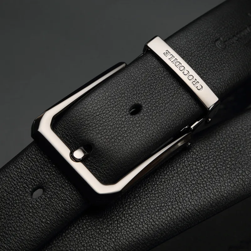 Crocodile Top Grain Cow Leather Leather Belts Men's 3.4CM-4