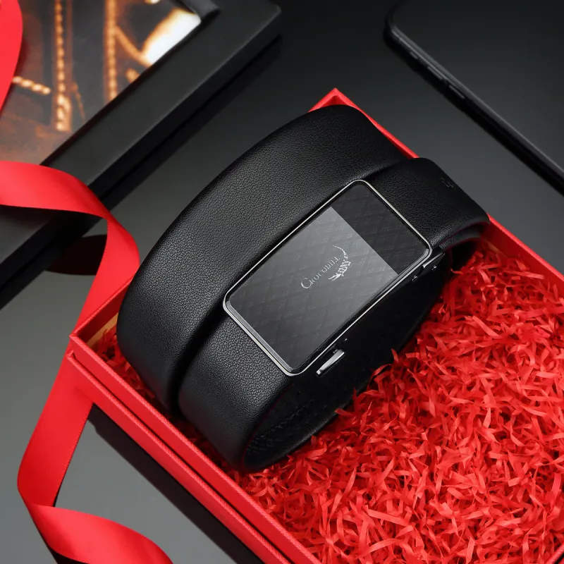 Crocodile Automatic Buckle Belt High End Business Casual Soft Cow Leather Leather Belts Men's 3.5cm-2