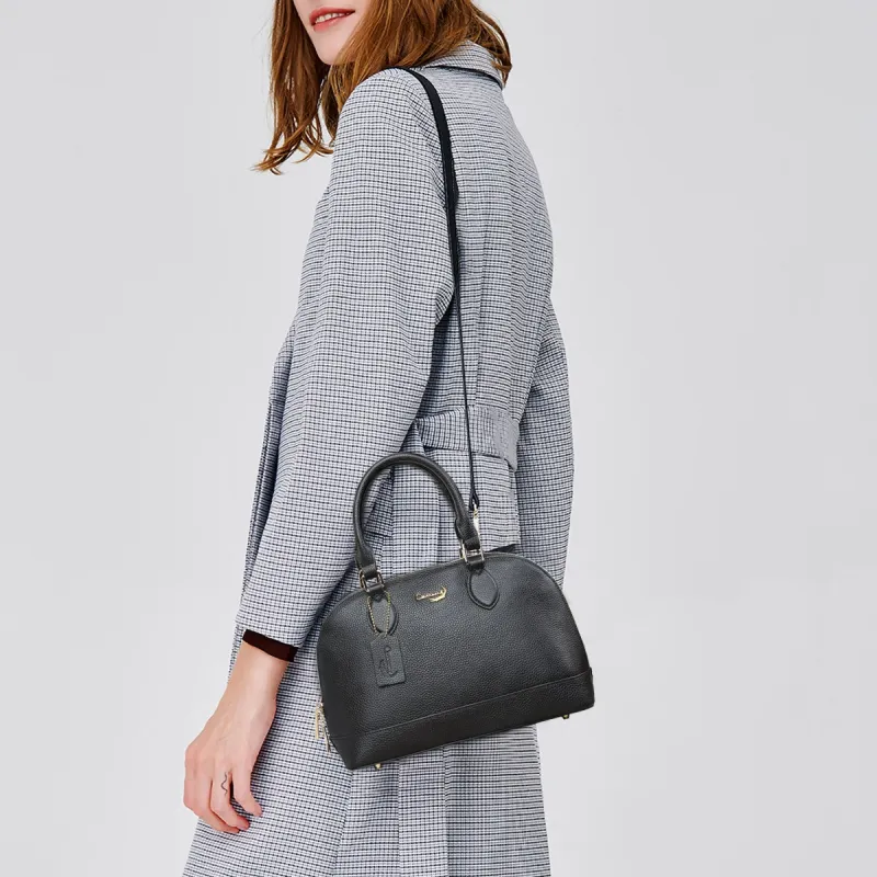 Crocodile Cow Leather One Shoulder Handbags Regular Women's Black/Gray-4