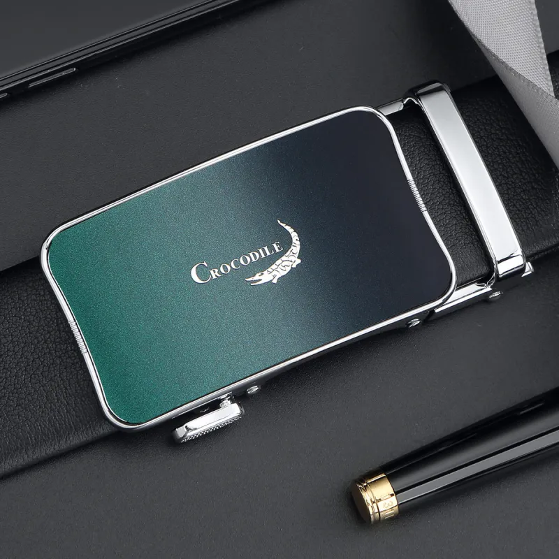 Crocodile Automatic Buckle For Young And Middle Aged Business Cow Leather Leather Belts Men's Width 3.5CM-2